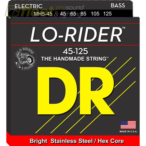 DR Strings MH5-45 Lo Rider Medium Stainless Steel 5-String Bass Strings BASS STRINGS