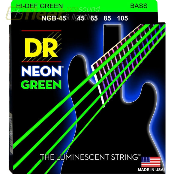 DR STRINGS NGB-45 NICKEL COATED HI-DEF GREEN BASS GUITAR STRINGS MEDIUM 45-105 BASS STRINGS