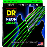 DR STRINGS NGE-10 Neon Green Electric Guitar Strings - Medium 10-46 GUITAR STRINGS