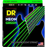 DR Strings NGE-9 Coated Nickel Hi-Def Green Electric Guitar Strings Light 9-42 GUITAR STRINGS