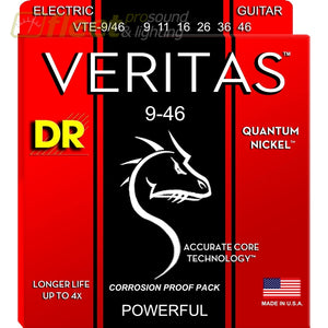 DR Strings VTE-9 Veritas Electric Guitar Strings -.009-.042 Light GUITAR STRINGS
