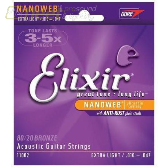 Elixir 11002 Acoustic Nanoweb Extra Light Guitar Strings