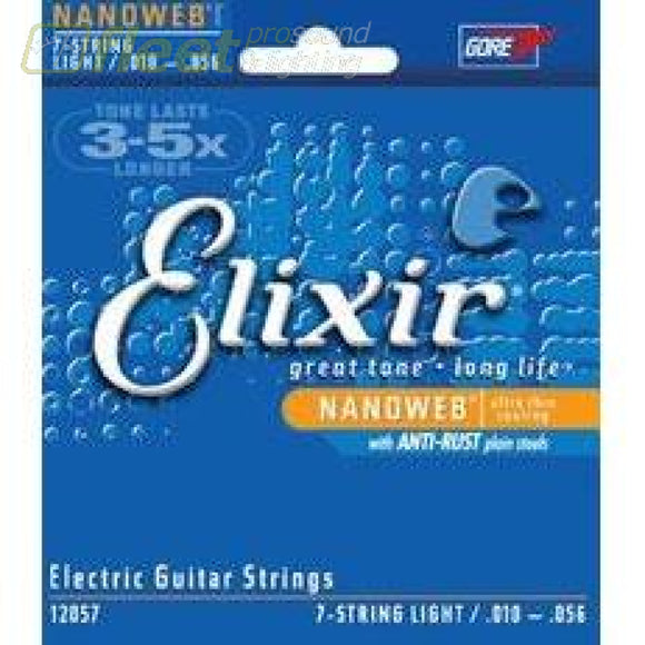 Elixir 12057 Electric Nanoweb 7 String Set Lite Gauge Guitar Strings