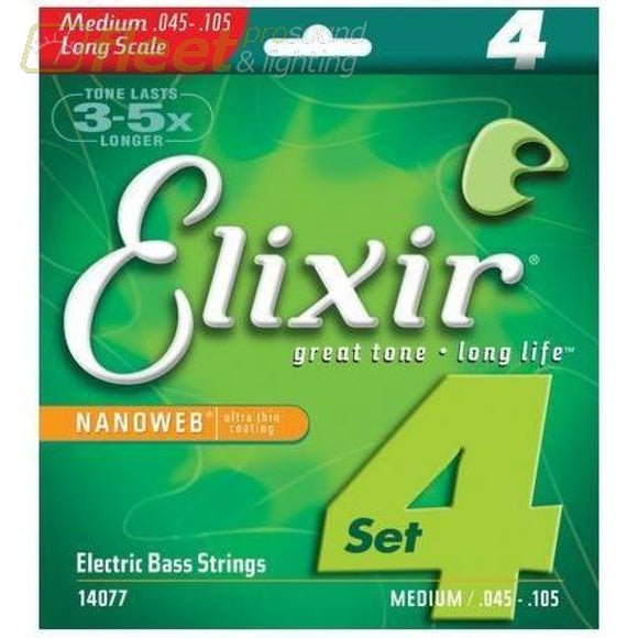 Elixir 14077 Electric Bass Nanoweb Med/long Scale Bass Strings