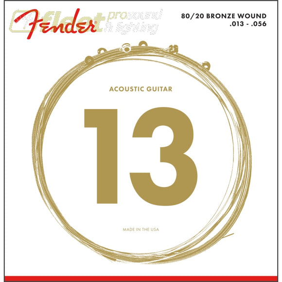 Fender 80/20 Bronze Acoustic Strings Ball End 70M.013-.056 Gauges (0730070408) GUITAR STRINGS