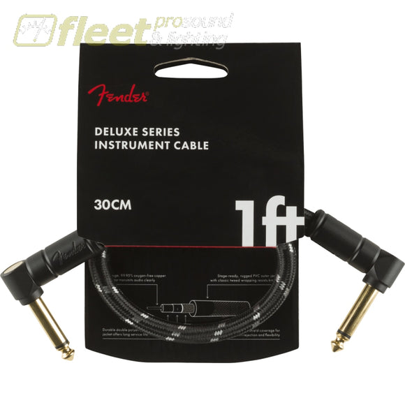 Fender Deluxe Series Instrument Cable Angle/Angle 1’ Black Tweed (0990820095) INSTRUMENT CABLES