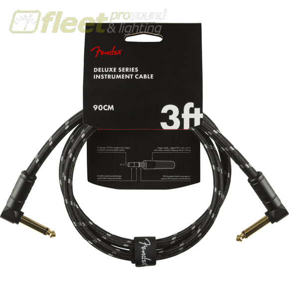 Fender Deluxe Series Instrument Cable Angle/Angle 3’ Black Tweed (0990820096) INSTRUMENT CABLES