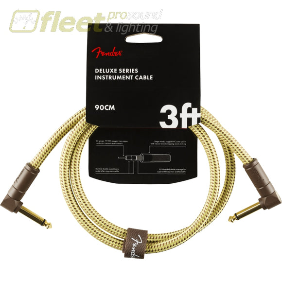 Fender Deluxe Series Instrument Cable Angle/Angle 3’ Tweed (0990820098) INSTRUMENT CABLES