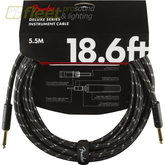 Fender Deluxe Series Instrument Cable - Black Tweed 18.6’ (0990820080) INSTRUMENT CABLES