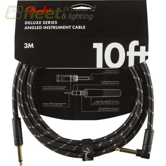 Fender Deluxe Series Instrument Cable Straight/Angle 10’ Black Tweed (0990820090) INSTRUMENT CABLES