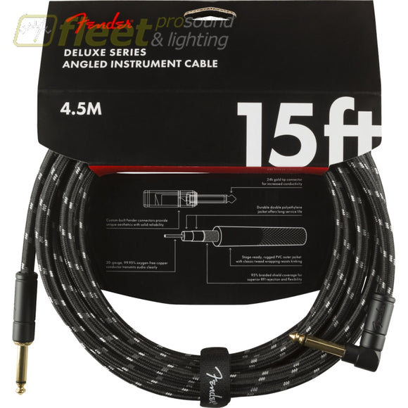 Fender Deluxe Series Instrument Cable Straight/Angle 15’ Black Tweed (0990820085) INSTRUMENT CABLES