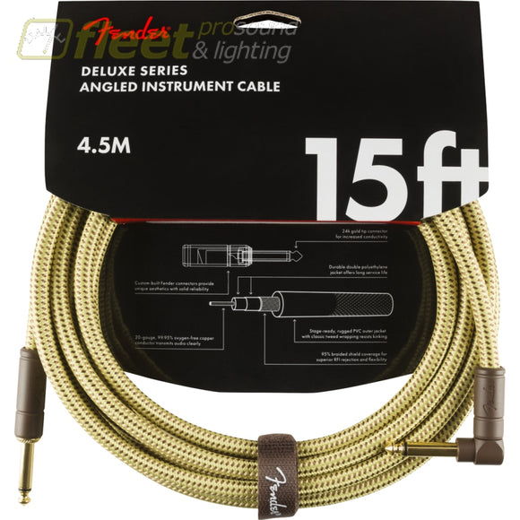Fender Deluxe Series Instrument Cable Straight/Angle 15’ Tweed (0990820086) INSTRUMENT CABLES