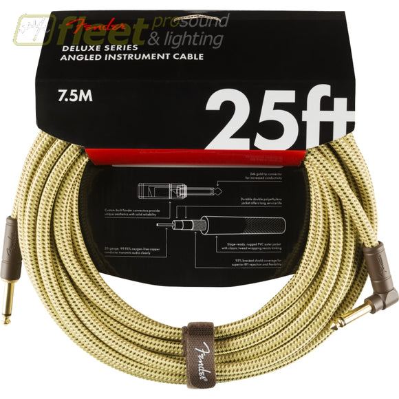 Fender Deluxe Series Instrument Cable Straight/Angle 25’ Tweed (0990820078) INSTRUMENT CABLES