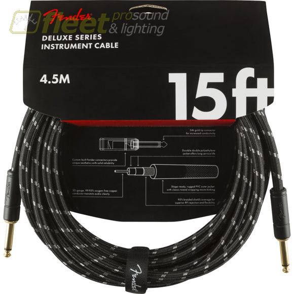 Fender Deluxe Series Instrument Cable Straight/Straight 15’ Black Tweed (0990820083) INSTRUMENT CABLES