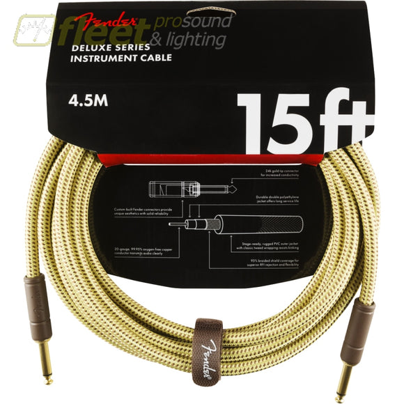 Fender Deluxe Series Instrument Cable Straight/Straight 15’ Tweed (0990820084) INSTRUMENT CABLES