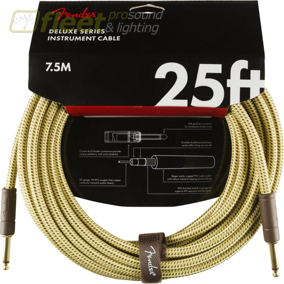 Fender Deluxe Series Instrument Cable Straight/Straight 25’ Tweed (0990820076) INSTRUMENT CABLES