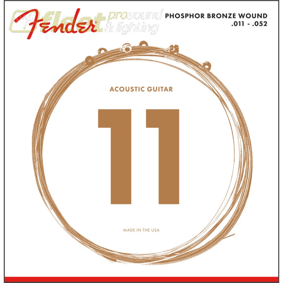 Fender Phosphor Bronze Acoustic Guitar Strings Ball End 60CL.011-.052 Gauges (6) (0730060405) GUITAR STRINGS