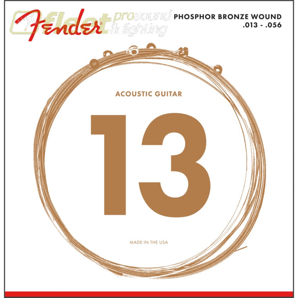 Fender Phosphor Bronze Acoustic Guitar Strings Ball End 60M.013-.056 Gauges (6) MODEL #: 0730060408 GUITAR STRINGS
