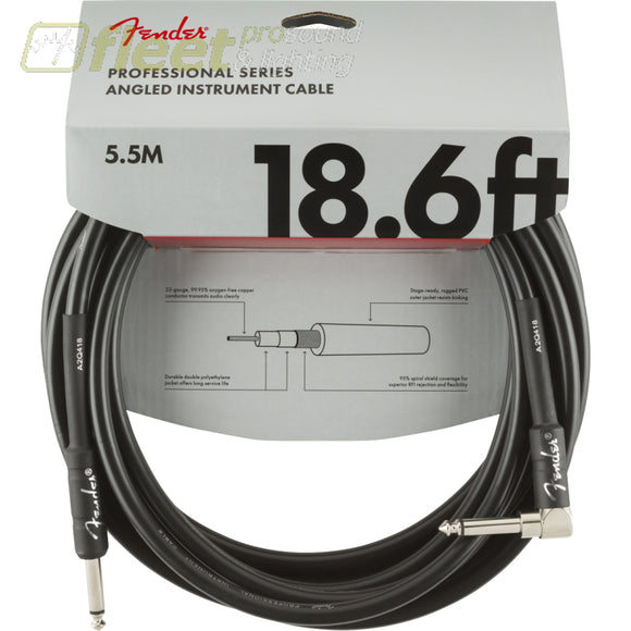 Fender Professional Series Instrument Cable Straight/Angle 18.6’ Black(0990820021) INSTRUMENT CABLES