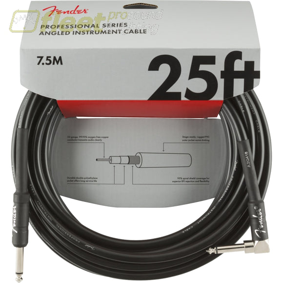 Fender Professional Series Instrument Cables Straight/Angle 25’ Black (0990820060) INSTRUMENT CABLES