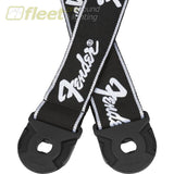 Fender Quick Grip Locking End Strap Black with White Running Logo 2 (0990629008) STRAPS
