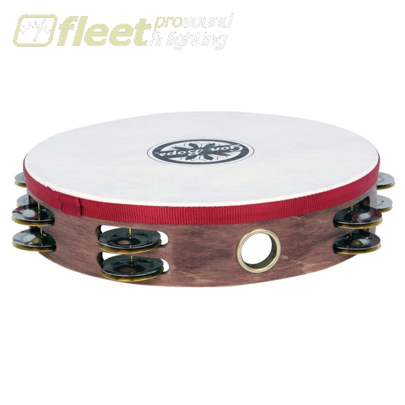 Gon Bops Ptamwh2 10 Wood Tambourine With Head And Double Row Jingles Tambourines