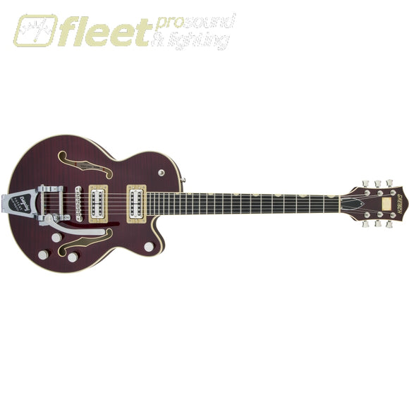 Gretsch G6659TFM Players Edition Broadkaster Jr. Center Block Single-Cut with String-Thru Bigsby and Flame Maple Guitar - Dark Cherry Stain 