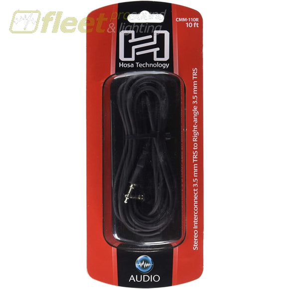 Hosa CMM-110R Stereo Interconnect Cable - 3.5mm TRS Male to Right angle 3.5mm TRS Male - 10 FT PATCH CABLES