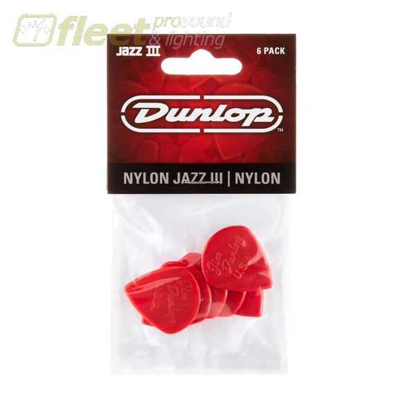 Jim Dunlop Nylon Jazz III Picks - 1.38 mm Red 6 Pack PICKS