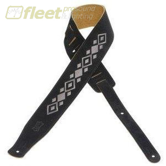 Levys Ms26E-002 2.5 Suede Guitar Strap With Embroidered Design Gray On Black Straps