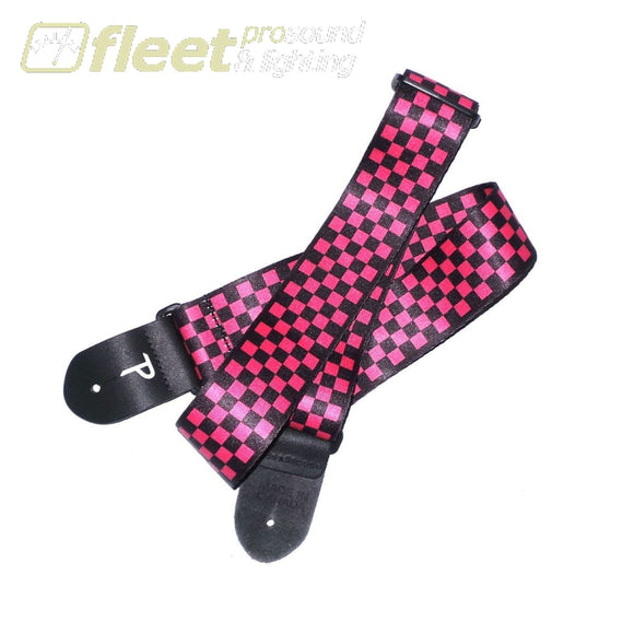 Perri’s Leathers LPCP-590 Perri’s 2 Wide Double Sided Pink/Black Checkered Guitar Strap STRAPS