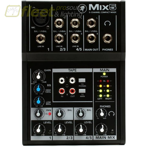 Mackie Mix5 Compact Mixer 5 Ch Mixers Under 24 Channel