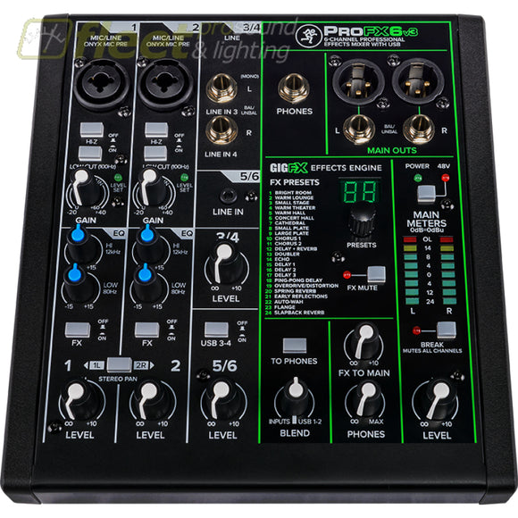 Mackie PROFX6V3 Professional Effects Mixer with USB MIXERS UNDER 24 CHANNEL