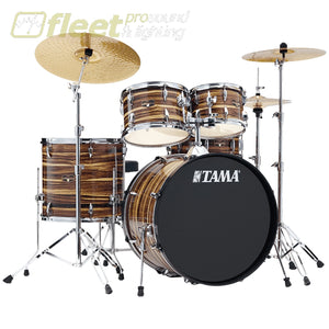 TAMA IMPERIALSTAR 6PC COMPLETE DRUM KIT - 10/12/14/14SD/16/22BD - CYMBALS AND HARDWARE - COFFEE TEAK WRAP ACOUSTIC DRUM KITS