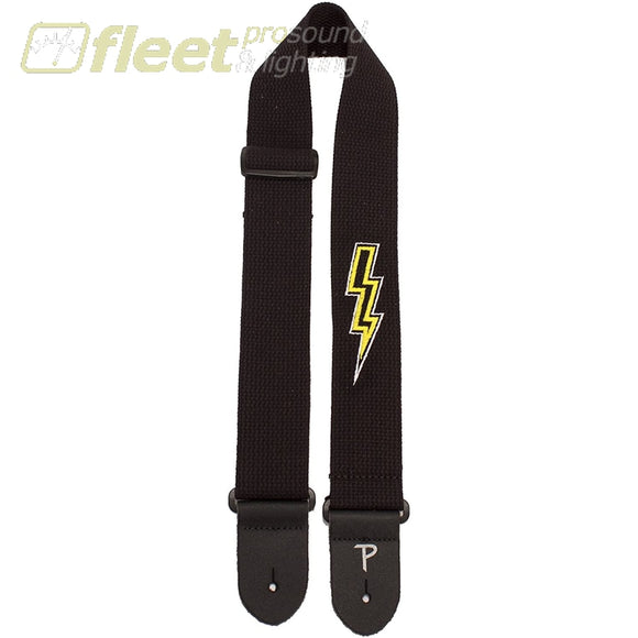 Perri’s Leather CWSEMB-7099 2 Cotton Embroidered Lightning Guitar Strap STRAPS
