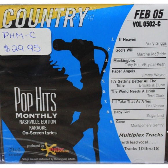 Pop Hits Monthly Country Phmc0502 February 2005 Karaoke Discs