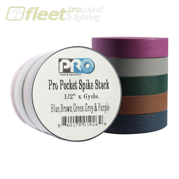Pro Tape SPIKE-POCKET-STACK-DK 1/2 Tape X 5 Colours - Dark GAFFER TAPES
