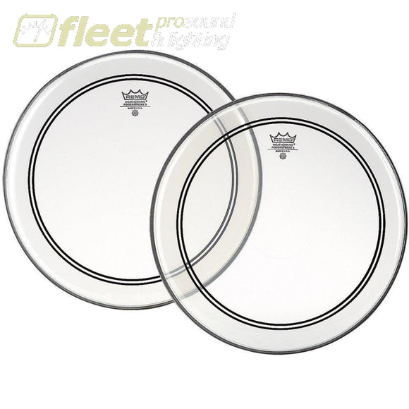Remo P3-1324-C2 Bass Powestroke 3 Clear 24 Diameter 2.5 White Falam Patch Drum Skins