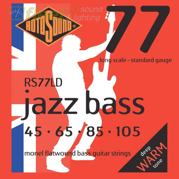 Rotosound RS77LD Long Scale Monel Flatwound Jazz Bass Strings Standard 45-105 BASS STRINGS