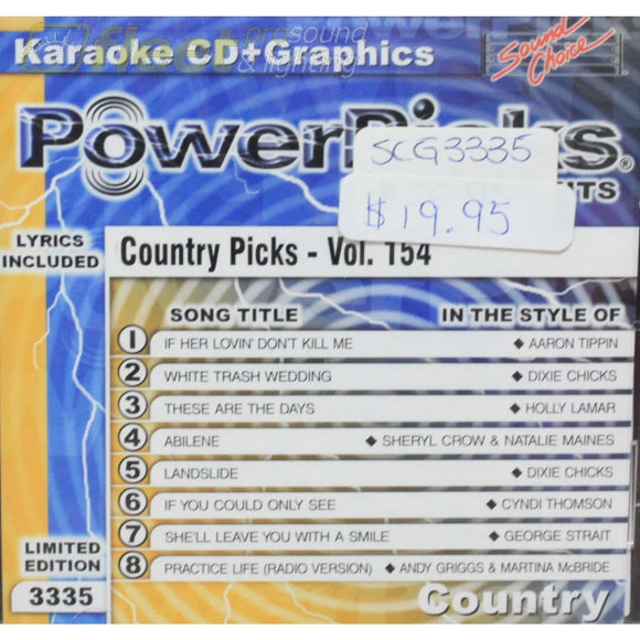 Sound Choice Scg3335 - Country Picks Vol.154 - Karaoke Cd+G Karaoke Discs