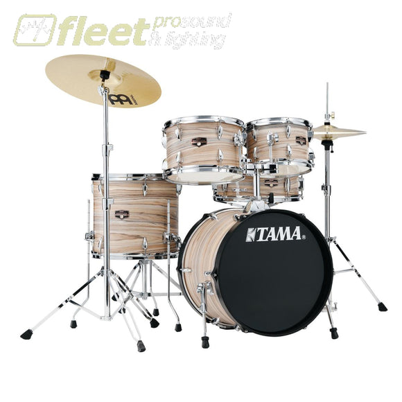 TAMA IMPERIALSTAR 5PC COMPLETE DRUM KIT - 10/12/14/14SD/18BD - CYMBALS AND HARDWARE - NATURAL ZEBRAWOOD WRAP ACOUSTIC DRUM KITS