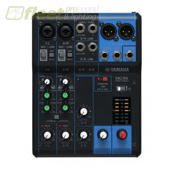 Yamaha MG06 6-Input Stereo Mixer MIXERS UNDER 24 CHANNEL