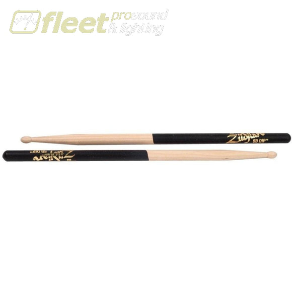 Zildjian 5Bwd 5B Wood Tip Drum Sticks W/ Dip Grip Black Sticks